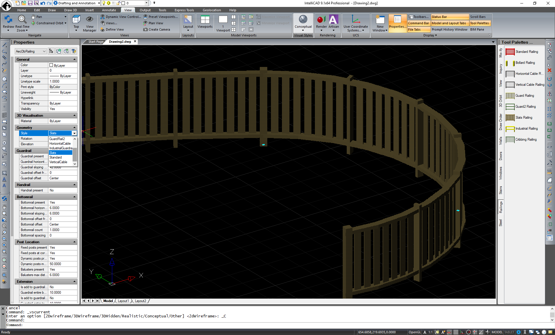 IntelliCAD 9.1 BIM Railing