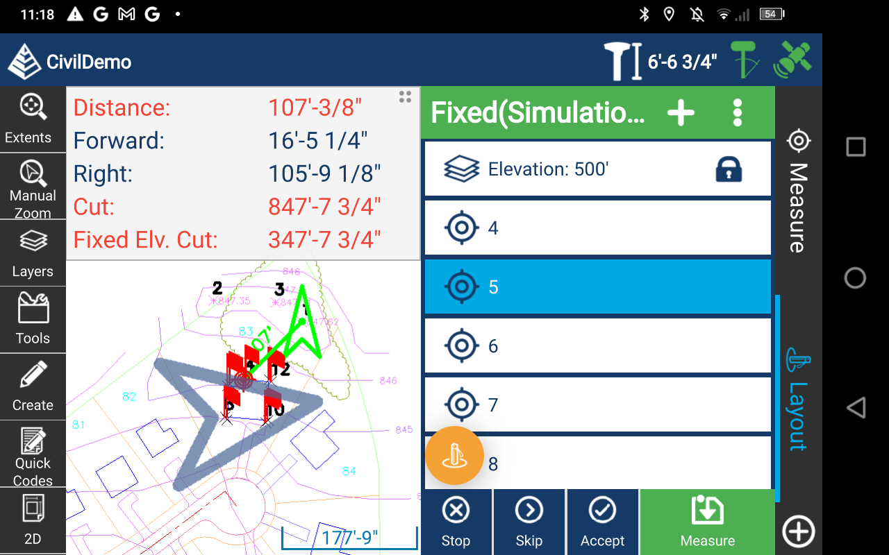 Carlson Layout running on Android powered by IntelliCAD Mobile